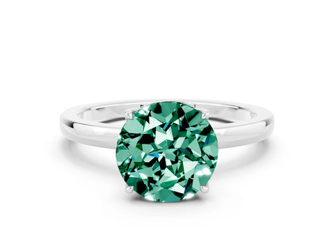 White gold Round Cut Solitaire Diamond Ring with Thin Band and Four-Prong Setting