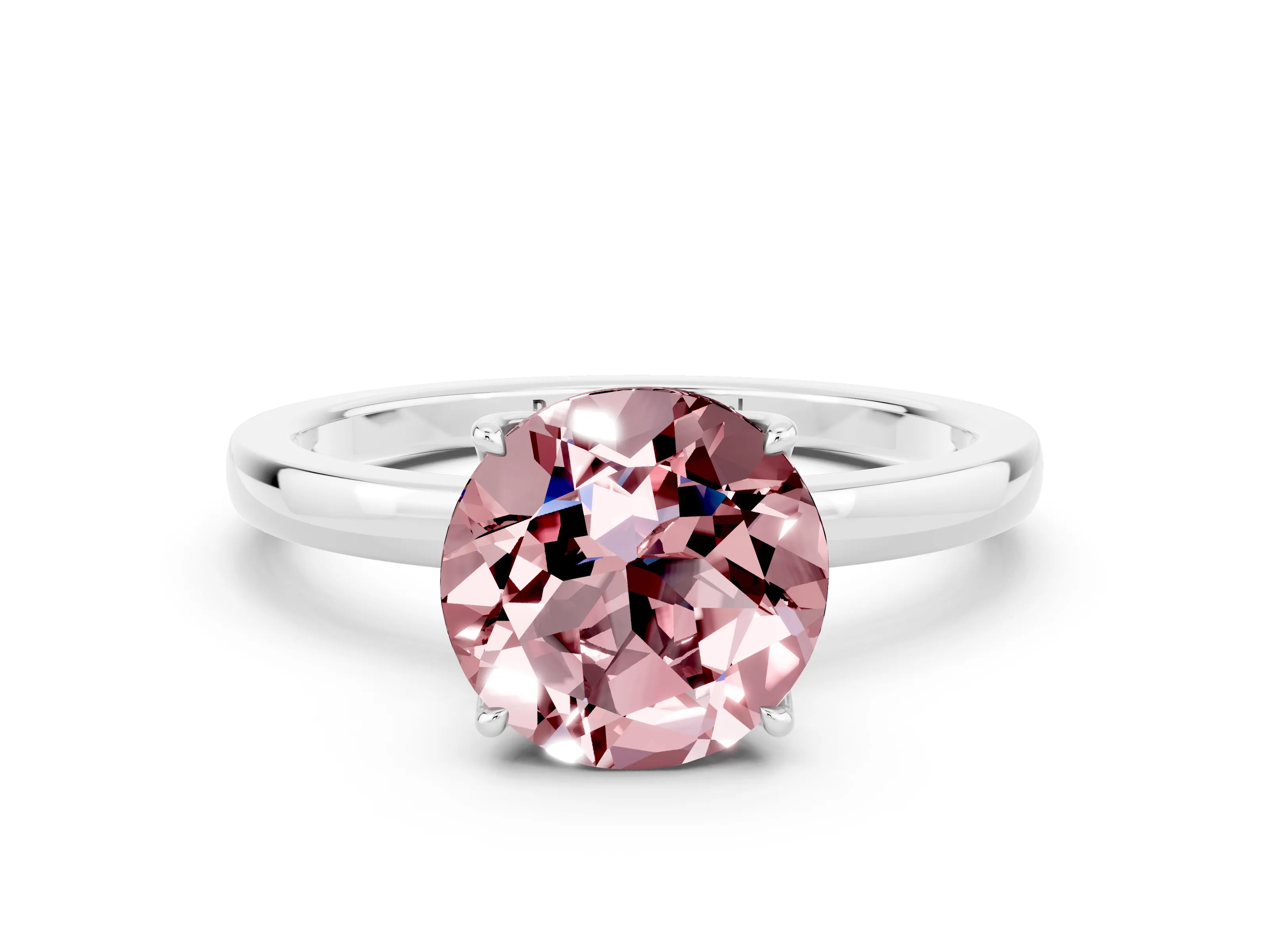 White gold Round Cut Solitaire Diamond Ring with Thin Band and Four-Prong Setting
