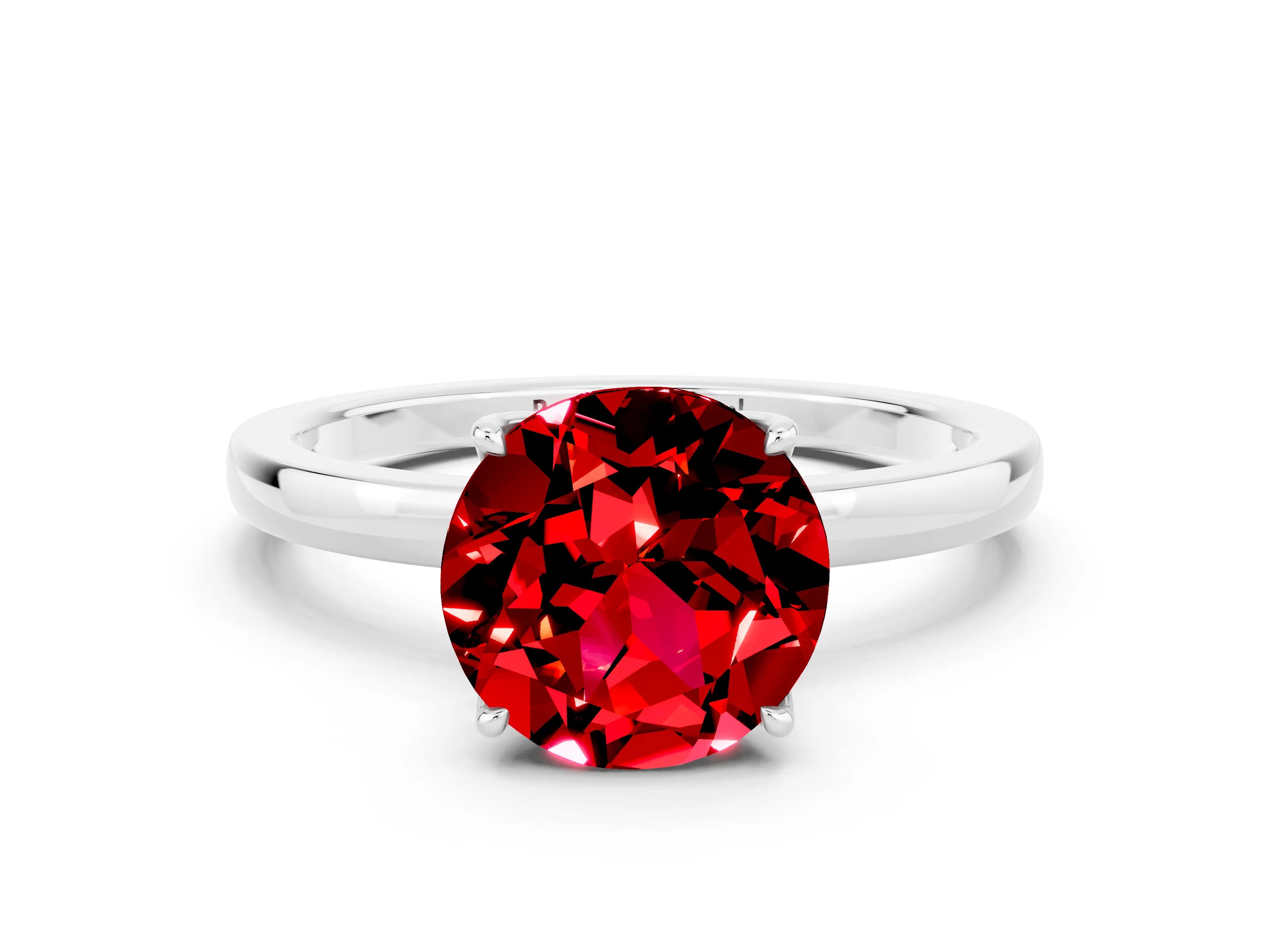 White gold Round Cut Solitaire Diamond Ring with Thin Band and Four-Prong Setting