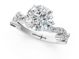 White gold Round Cut Solitaire Diamond Twisted Band with Pave Setting_87