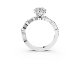 White gold Round Cut Solitaire Diamond Twisted Band with Pave Setting_89