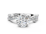 White gold Round Cut Solitaire Diamond Twisted Band with Pave Setting_91