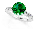 White gold Round Cut Solitaire Diamond with Pavé Band and Four-Prong Setting_1