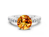 White gold Round Cut Solitaire Diamond with Pavé Band and Four-Prong Setting_12