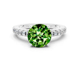 White gold Round Cut Solitaire Diamond with Pavé Band and Four-Prong Setting_12