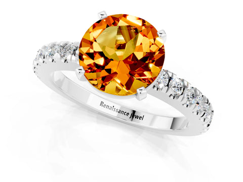 White gold Round Cut Solitaire Diamond with Pavé Band and Four-Prong Setting_13