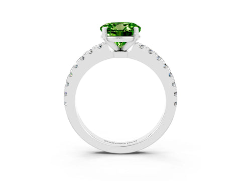 White gold Round Cut Solitaire Diamond with Pavé Band and Four-Prong Setting_15