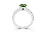 White gold Round Cut Solitaire Diamond with Pavé Band and Four-Prong Setting_15