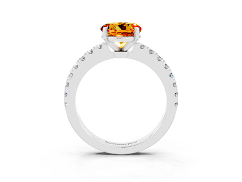 White gold Round Cut Solitaire Diamond with Pavé Band and Four-Prong Setting_15