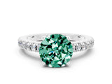 White gold Round Cut Solitaire Diamond with Pavé Band and Four-Prong Setting