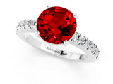 White gold Round Cut Solitaire Diamond with Pavé Band and Four-Prong Setting_1