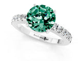 White gold Round Cut Solitaire Diamond with Pavé Band and Four-Prong Setting_1