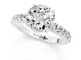 White gold Round Cut Solitaire Diamond with Pavé Band and Four-Prong Setting_1