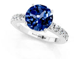White gold Round Cut Solitaire Diamond with Pavé Band and Four-Prong Setting_1