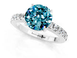 White gold Round Cut Solitaire Diamond with Pavé Band and Four-Prong Setting_1