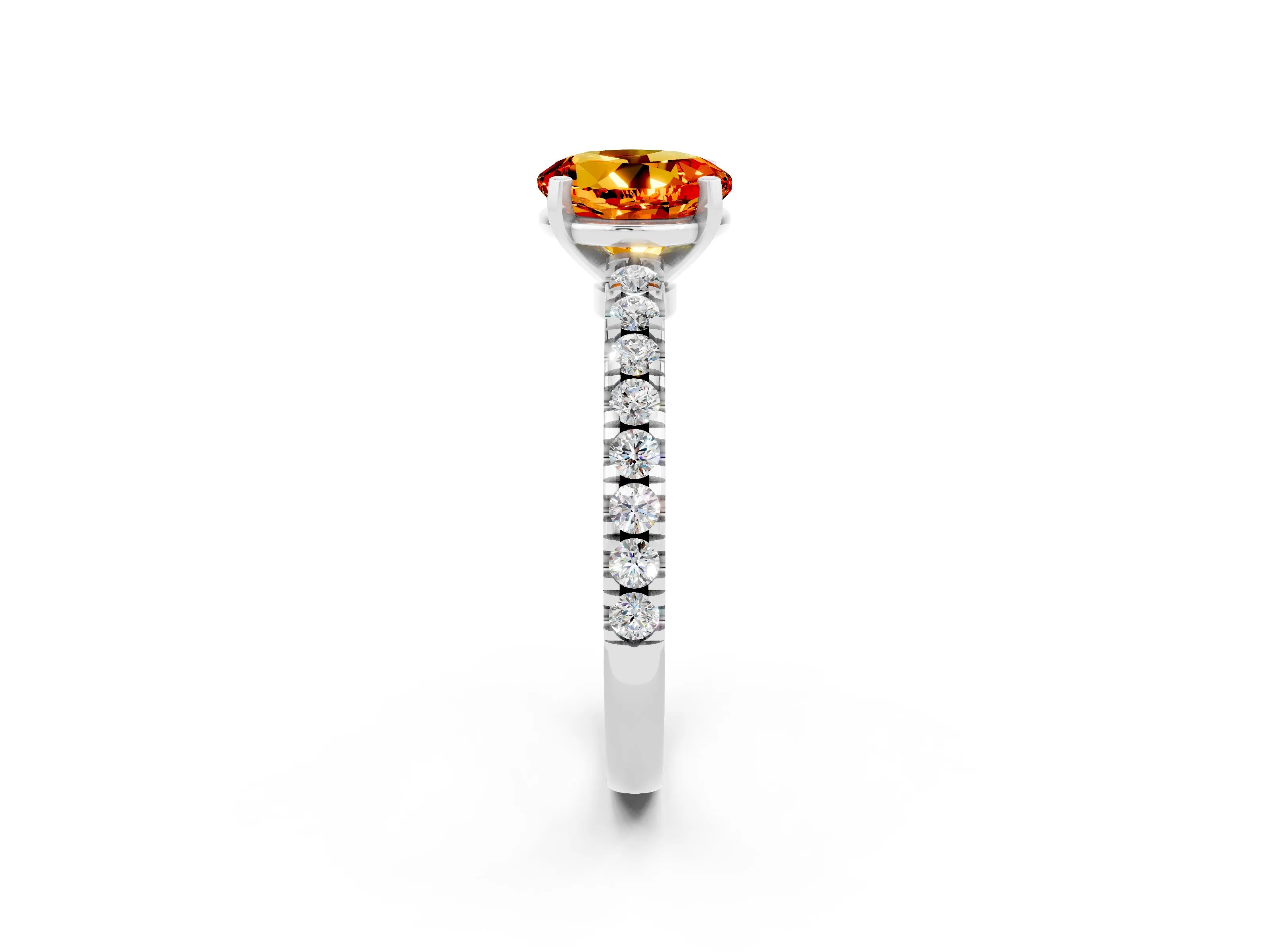 White gold Round Cut Solitaire Diamond with Pavé Band and Four-Prong Setting_26