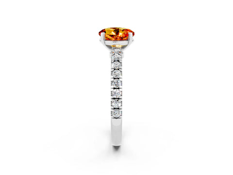 White gold Round Cut Solitaire Diamond with Pavé Band and Four-Prong Setting_26