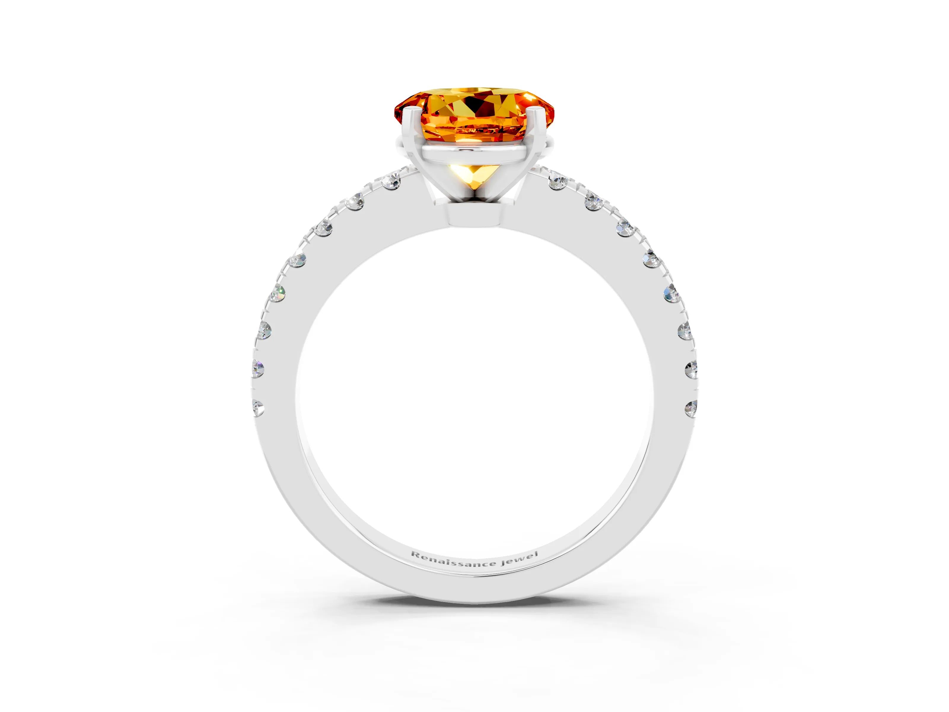 White gold Round Cut Solitaire Diamond with Pavé Band and Four-Prong Setting_27