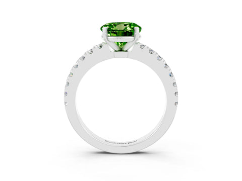 White gold Round Cut Solitaire Diamond with Pavé Band and Four-Prong Setting_27