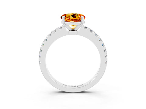 White gold Round Cut Solitaire Diamond with Pavé Band and Four-Prong Setting_27