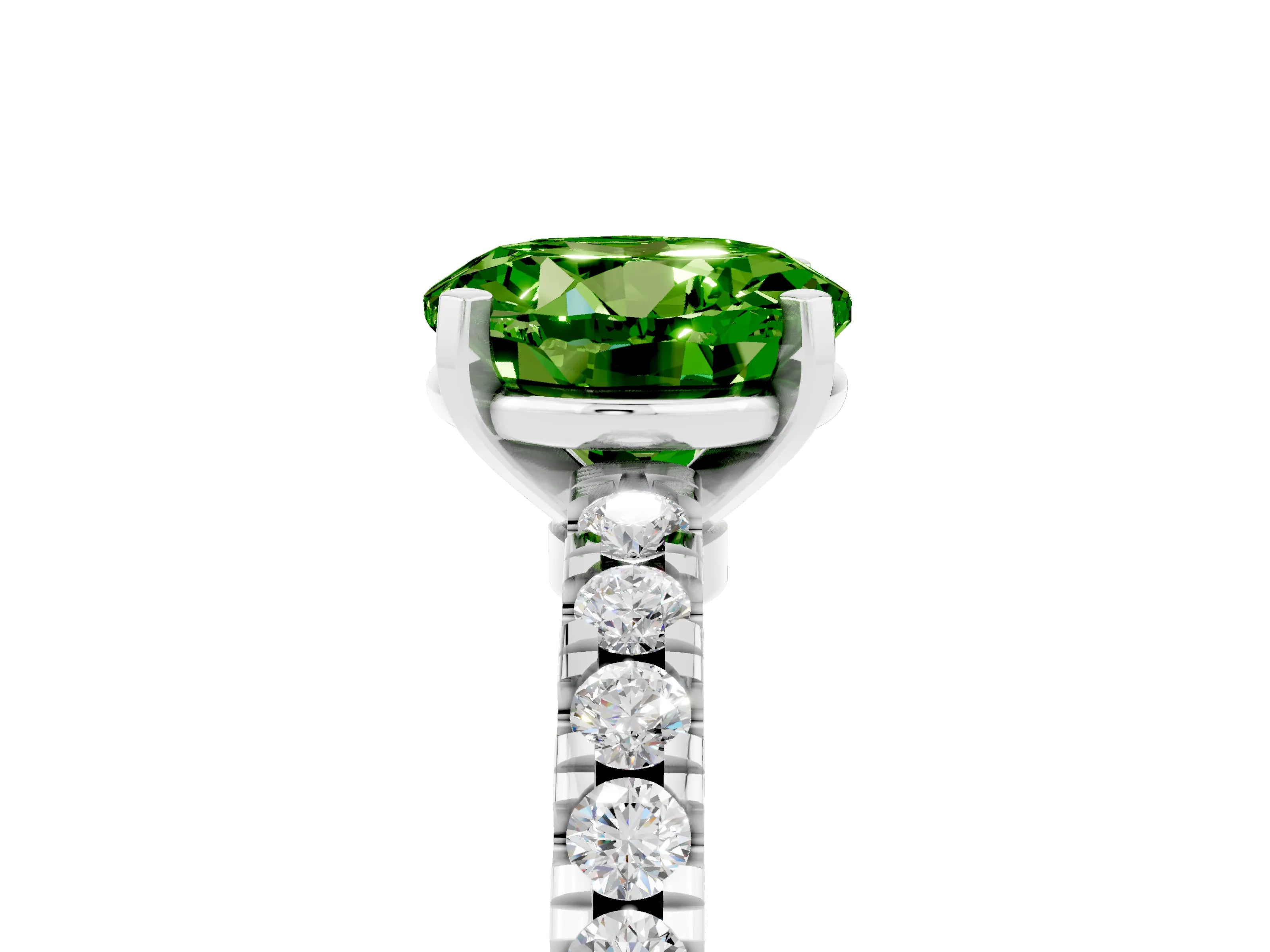 White gold Round Cut Solitaire Diamond with Pavé Band and Four-Prong Setting_29