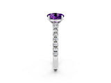 White gold Round Cut Solitaire Diamond with Pavé Band and Four-Prong Setting_2