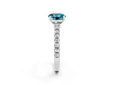 White gold Round Cut Solitaire Diamond with Pavé Band and Four-Prong Setting_2