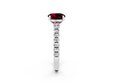 White gold Round Cut Solitaire Diamond with Pavé Band and Four-Prong Setting_2