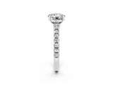 White gold Round Cut Solitaire Diamond with Pavé Band and Four-Prong Setting_2