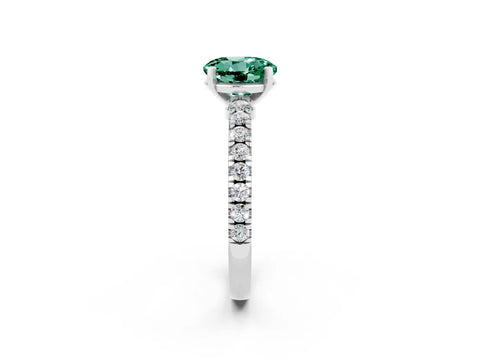 White gold Round Cut Solitaire Diamond with Pavé Band and Four-Prong Setting_2