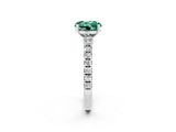 White gold Round Cut Solitaire Diamond with Pavé Band and Four-Prong Setting_2