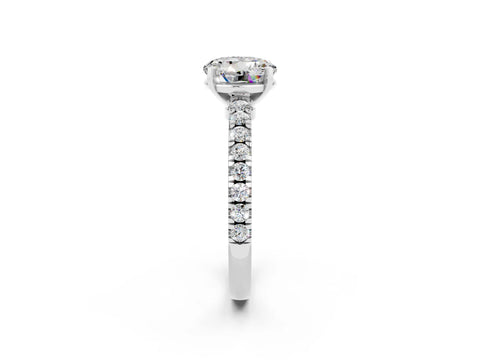 White gold Round Cut Solitaire Diamond with Pavé Band and Four-Prong Setting_2