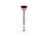 White gold Round Cut Solitaire Diamond with Pavé Band and Four-Prong Setting_2