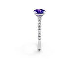 White gold Round Cut Solitaire Diamond with Pavé Band and Four-Prong Setting_2