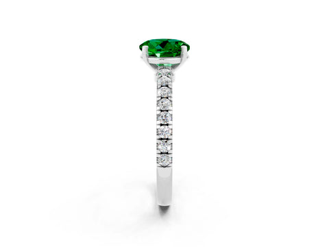 White gold Round Cut Solitaire Diamond with Pavé Band and Four-Prong Setting_2