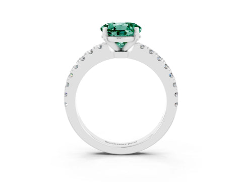 White gold Round Cut Solitaire Diamond with Pavé Band and Four-Prong Setting_3