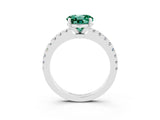 White gold Round Cut Solitaire Diamond with Pavé Band and Four-Prong Setting_3