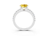 White gold Round Cut Solitaire Diamond with Pavé Band and Four-Prong Setting_3