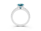 White gold Round Cut Solitaire Diamond with Pavé Band and Four-Prong Setting_3