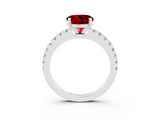 White gold Round Cut Solitaire Diamond with Pavé Band and Four-Prong Setting_3