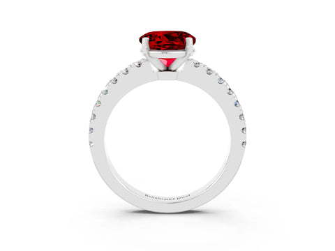 White gold Round Cut Solitaire Diamond with Pavé Band and Four-Prong Setting_3