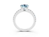White gold Round Cut Solitaire Diamond with Pavé Band and Four-Prong Setting_3
