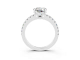 White gold Round Cut Solitaire Diamond with Pavé Band and Four-Prong Setting_3