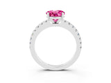 White gold Round Cut Solitaire Diamond with Pavé Band and Four-Prong Setting_3