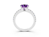 White gold Round Cut Solitaire Diamond with Pavé Band and Four-Prong Setting_3