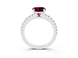 White gold Round Cut Solitaire Diamond with Pavé Band and Four-Prong Setting_3