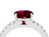 White gold Round Cut Solitaire Diamond with Pavé Band and Four-Prong Setting_4