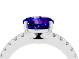 White gold Round Cut Solitaire Diamond with Pavé Band and Four-Prong Setting_4