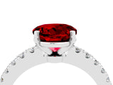 White gold Round Cut Solitaire Diamond with Pavé Band and Four-Prong Setting_4