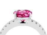 White gold Round Cut Solitaire Diamond with Pavé Band and Four-Prong Setting_4